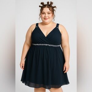 Robbie Bee vintage black silk dress size 24W fairy Whimsigoth vampire cocktail